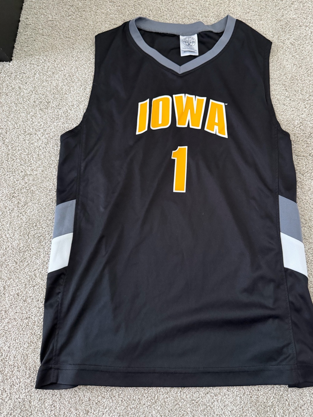 Iowa Black Basketball Jersey with Gold Lettering